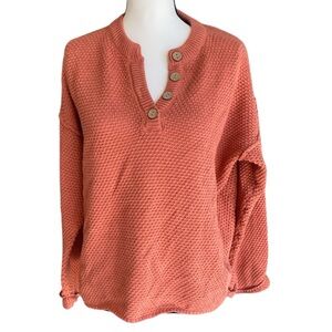 Pink Lily Waffle Sweater Large